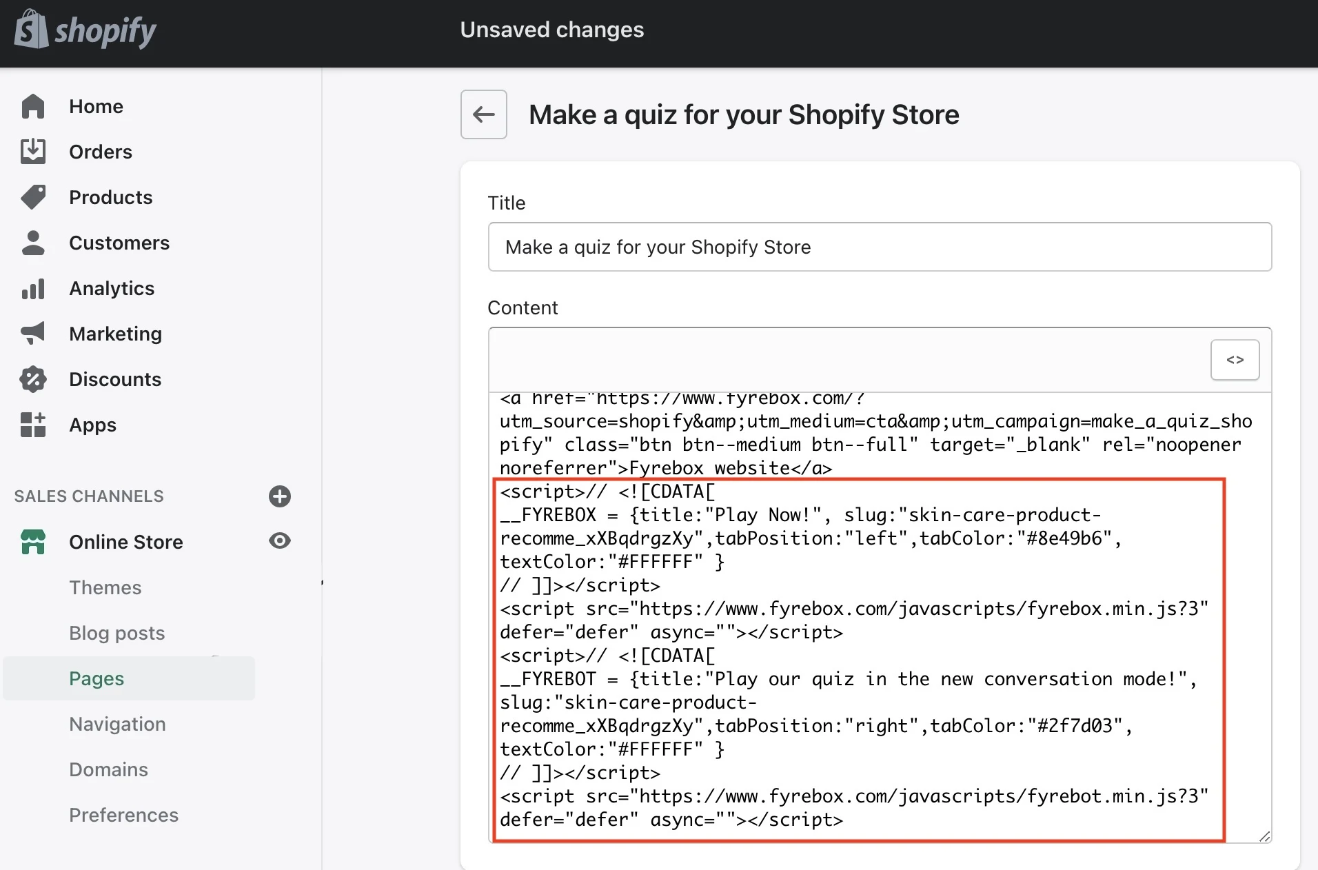 3. Samm. Klõpsa lehel, kus soovid oma küsimustikku kuvada. Klõpsa HTML nupul ja aseta oma küsimustiku kood.