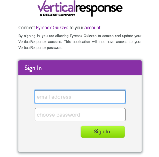 „Fyrebox Vertical Response Connect“.
