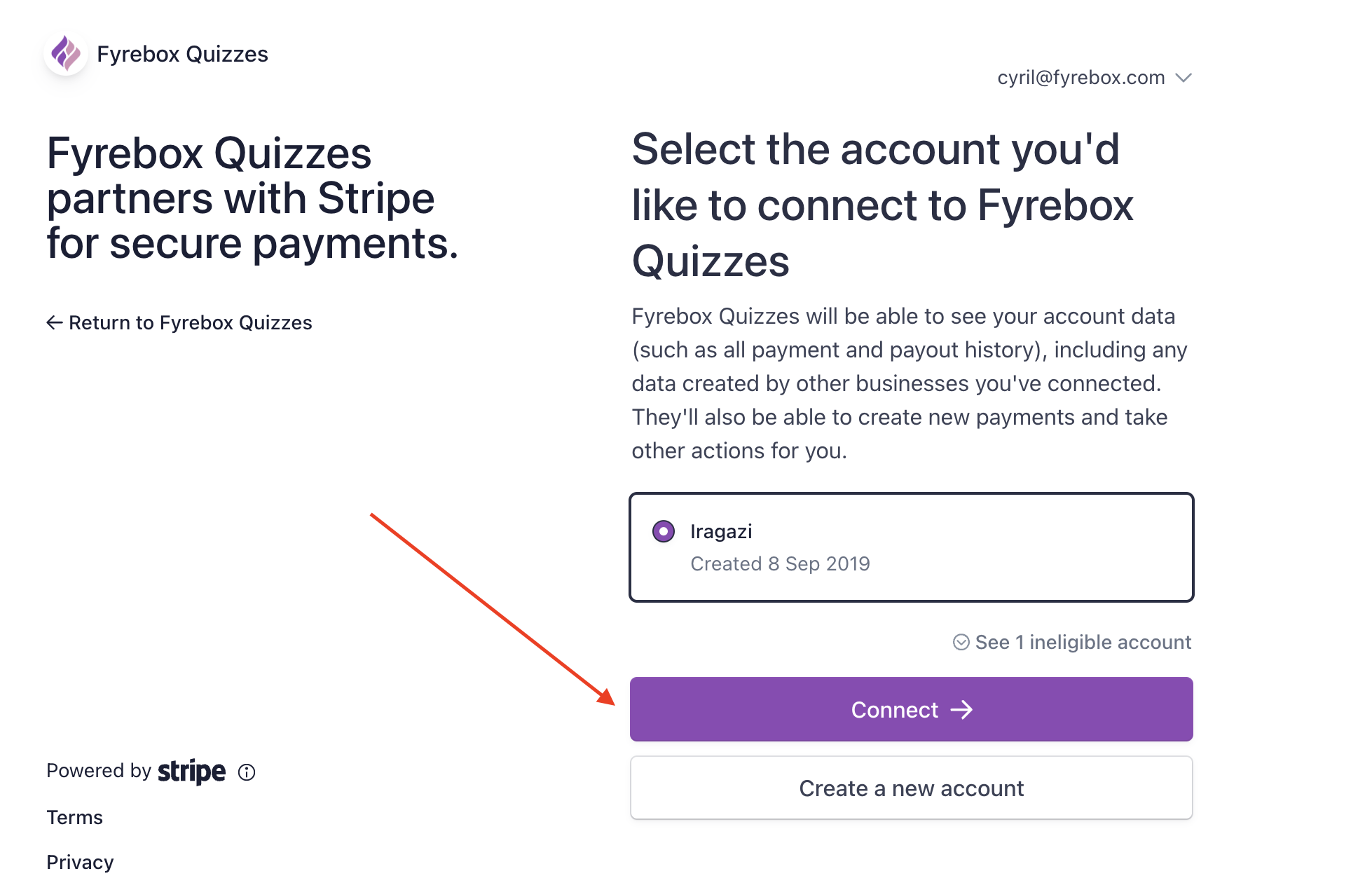 Connect your Live Stripe Account